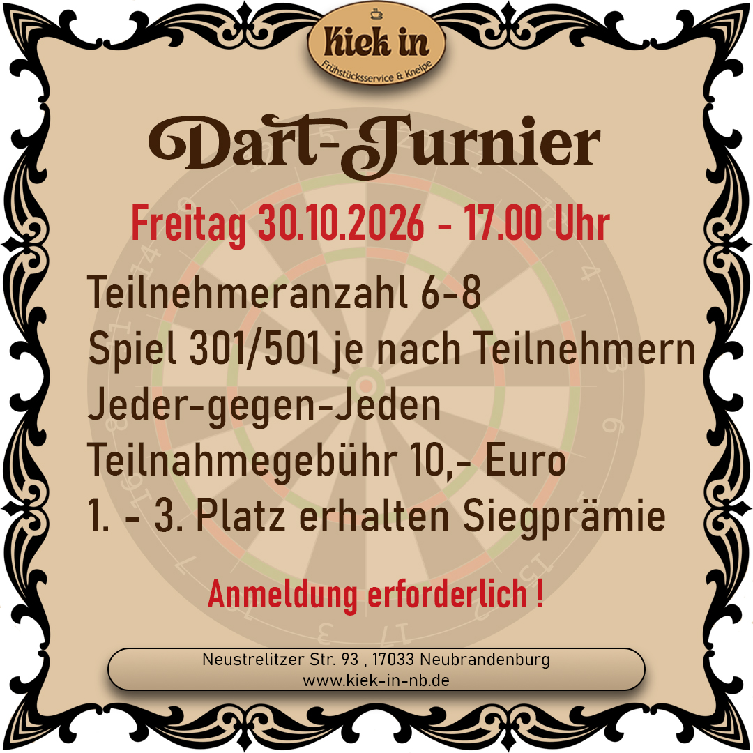 Dartturnier 30.10.2026